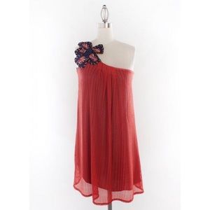 Judith March Orange Crochet One Shoulder Dress